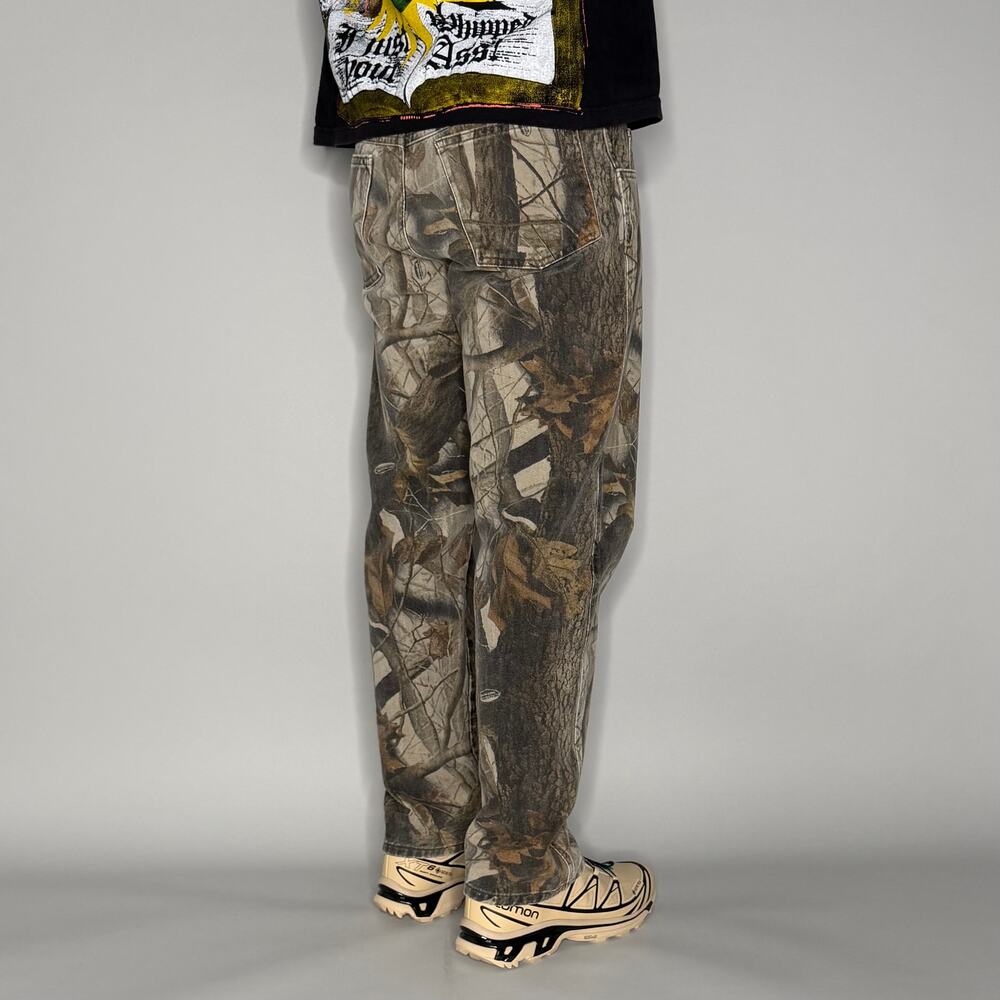 Vintage 90s Wrangler Camo Jeans 33x30 Baggy Fit Denim Real Tree Woodland - Picture 4 of 6